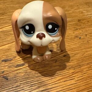 Littlest pet shop Neapolitan Bassett hound  Brown and Cream Puppy Figurine